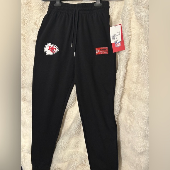 NFL Pants - Kansas City Chiefs Black Track Pants with Eye and Logo Patch NFL Brand